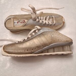 Vintage Transparent Jelly Sneaker Clogs with White Laces Size 6
